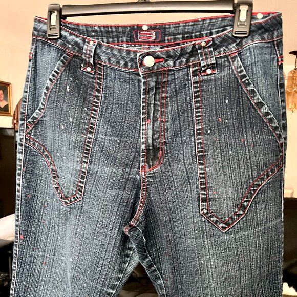 CREST JEANS Paint Speckled Accents Bootcut Stretch JEANS Sz. 15/16 - Picture 5 of 7